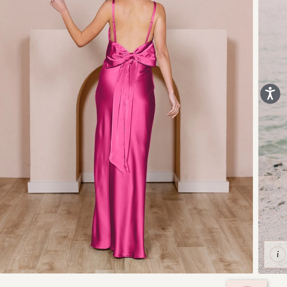Revelry Steph Satin dress in Malibu pink